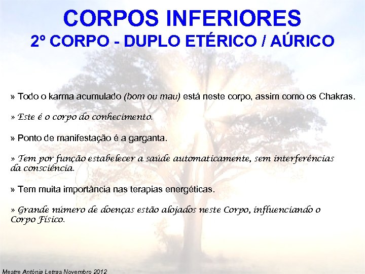 CORPOS INFERIORES 2º CORPO - DUPLO ETÉRICO / AÚRICO » Todo o karma acumulado