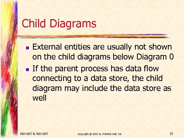 Child Diagrams n n External entities are usually not shown on the child diagrams