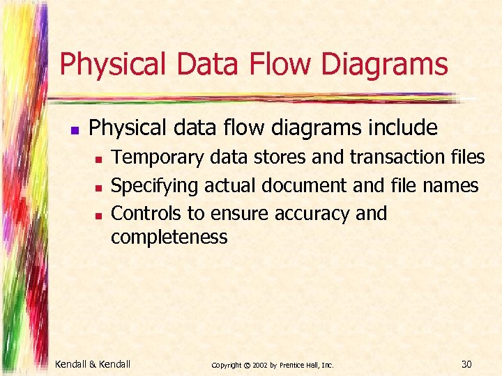 Physical Data Flow Diagrams n Physical data flow diagrams include n n n Temporary