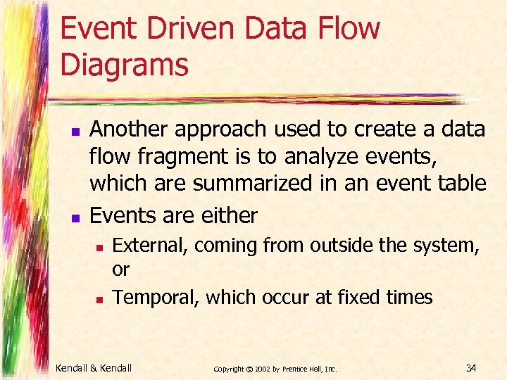 Event Driven Data Flow Diagrams n n Another approach used to create a data