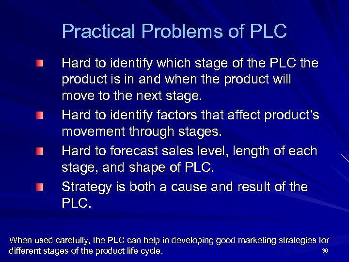 Practical Problems of PLC Hard to identify which stage of the PLC the product