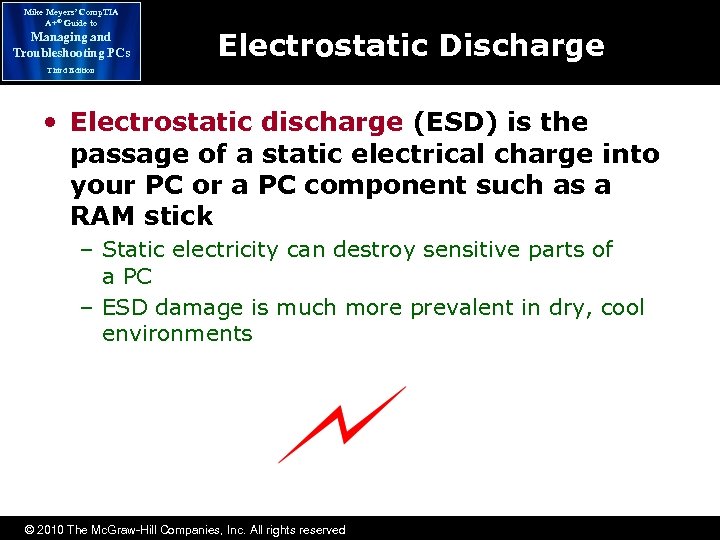 Mike Meyers’ Comp. TIA A+® Guide to Managing and Troubleshooting PCs Electrostatic Discharge Third