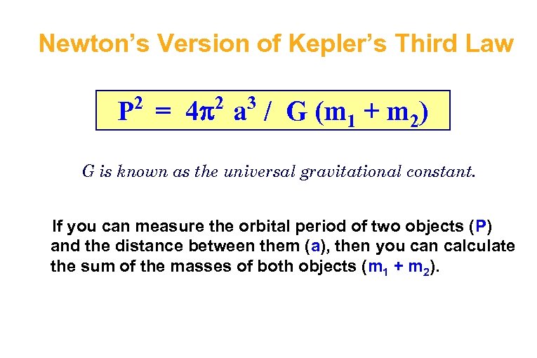 Newton’s Version of Kepler’s Third Law 2 2 3 P = 4 a /