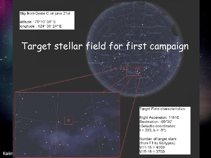 Target stellar field for first campaign 