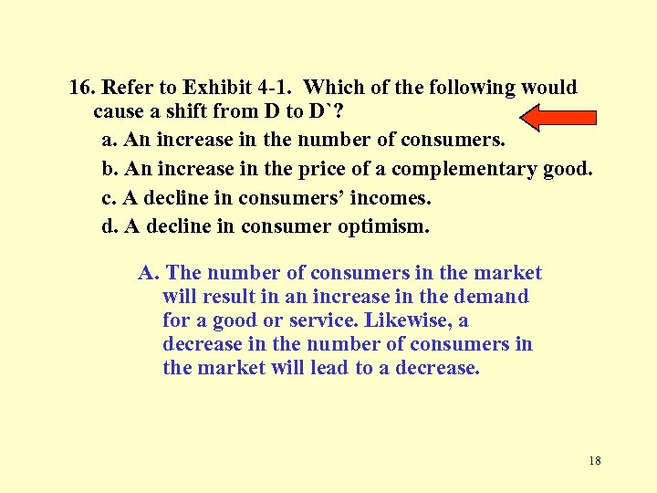 16. Refer to Exhibit 4 -1. Which of the following would cause a shift