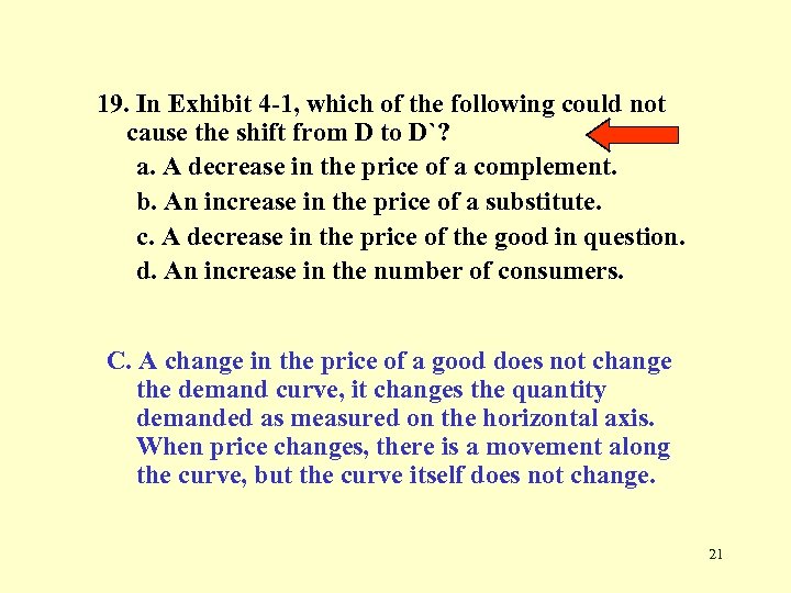 19. In Exhibit 4 -1, which of the following could not cause the shift