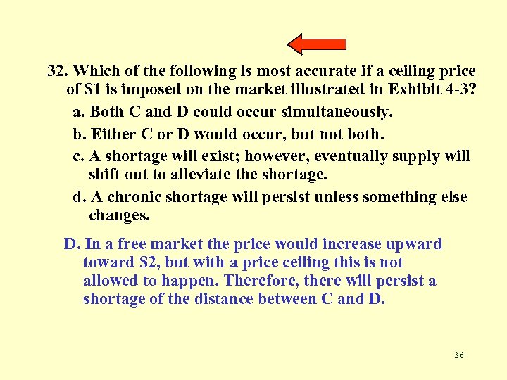 32. Which of the following is most accurate if a ceiling price of $1