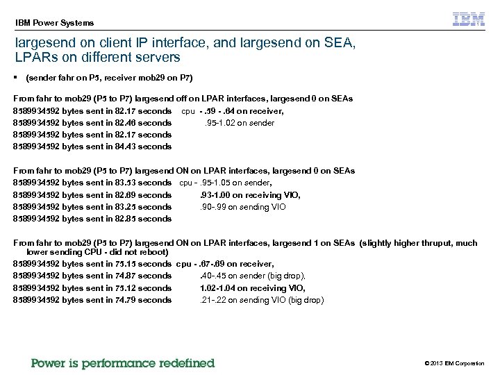 IBM Power Systems largesend on client IP interface, and largesend on SEA, LPARs on