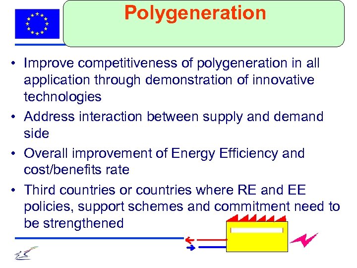 Polygeneration • Improve competitiveness of polygeneration in all application through demonstration of innovative technologies