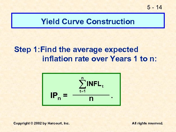 5 - 14 Yield Curve Construction Step 1: Find the average expected inflation rate