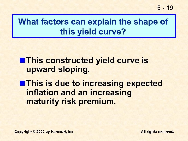 5 - 19 What factors can explain the shape of this yield curve? n