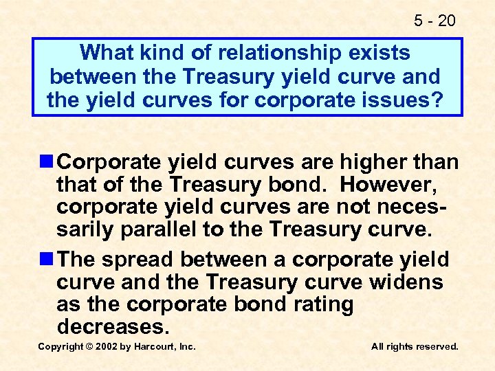 5 - 20 What kind of relationship exists between the Treasury yield curve and