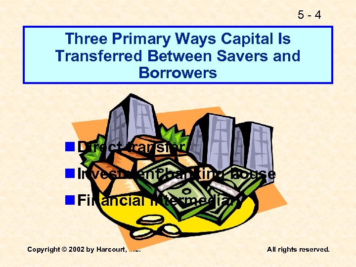 5 -4 Three Primary Ways Capital Is Transferred Between Savers and Borrowers n Direct