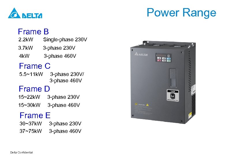 Power Range Frame B 2. 2 k. W Single-phase 230 V 3. 7 k.