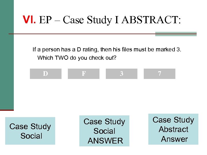 VI. EP – Case Study I ABSTRACT: If a person has a D rating,