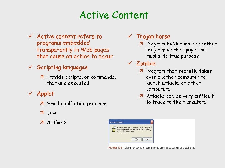 Active Content ü Active content refers to programs embedded transparently in Web pages that