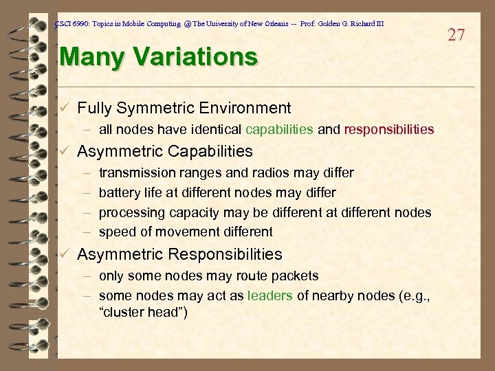 CSCI 6990: Topics in Mobile Computing @ The University of New Orleans -- Prof.