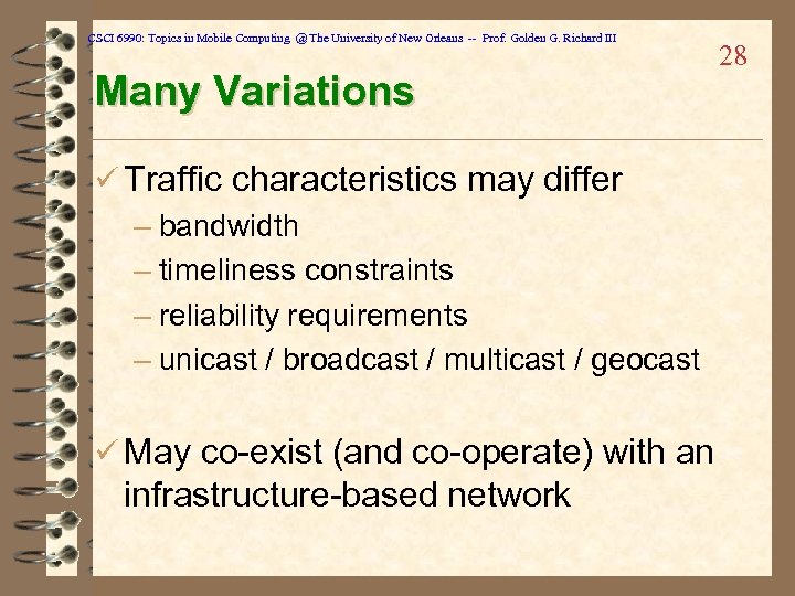 CSCI 6990: Topics in Mobile Computing @ The University of New Orleans -- Prof.