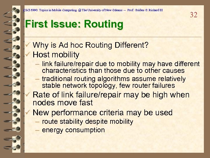 CSCI 6990: Topics in Mobile Computing @ The University of New Orleans -- Prof.