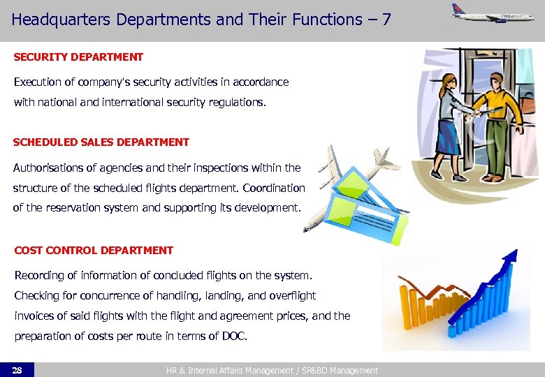 Headquarters Departments and Their Functions – 7 SECURITY DEPARTMENT Execution of company's security activities