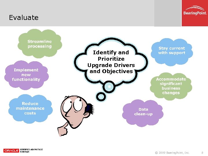 Evaluate Identify and Prioritize Upgrade Drivers and Objectives © 2009 Bearing. Point, Inc. 8