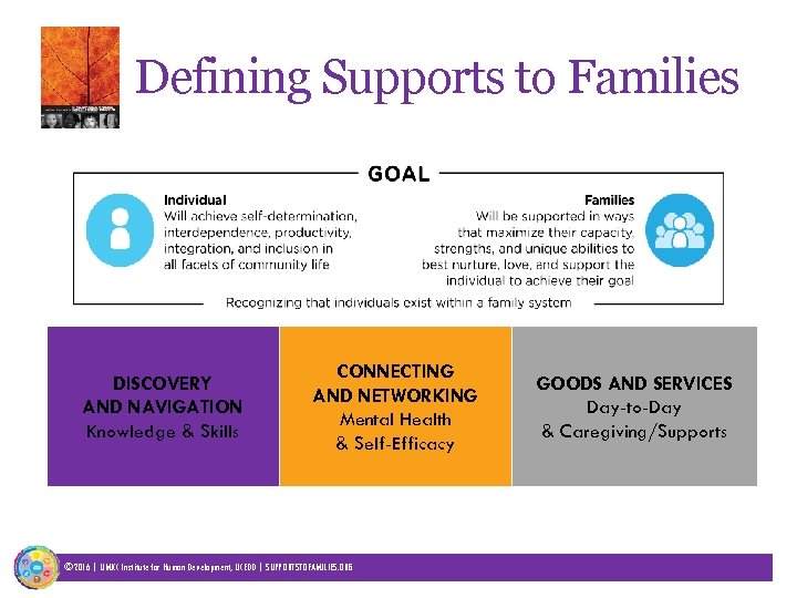 Defining Supports to Families DISCOVERY AND NAVIGATION Knowledge & Skills CONNECTING AND NETWORKING Mental