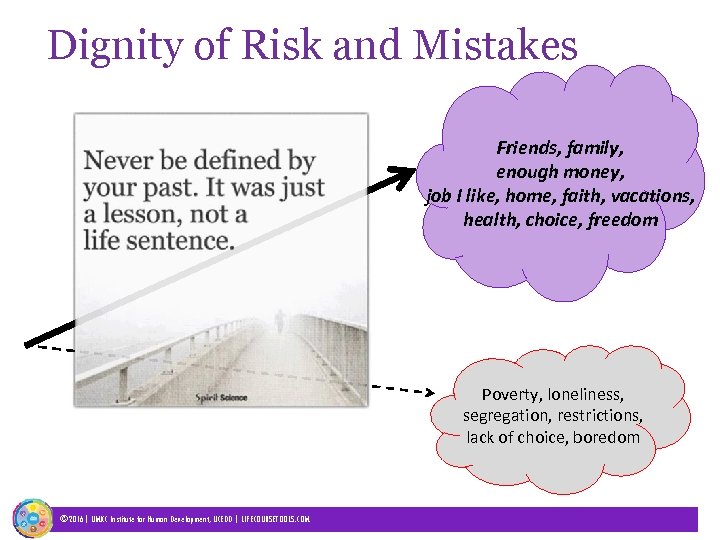 Dignity of Risk and Mistakes Friends, family, enough money, job I like, home, faith,