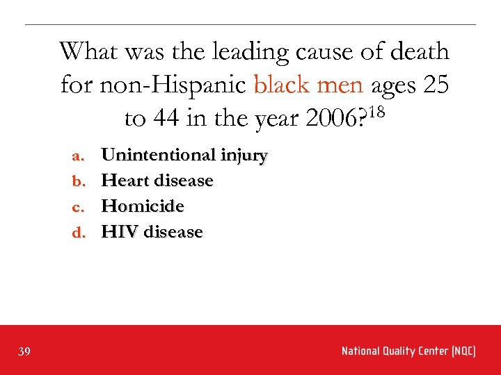 What was the leading cause of death for non-Hispanic black men ages 25 to