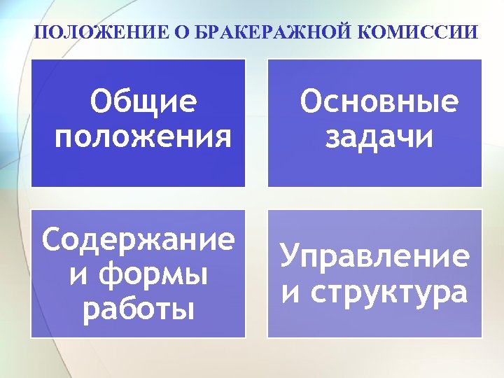 ПОЛОЖЕНИЕ О БРАКЕРАЖНОЙ КОМИССИИ Общие положения Основные задачи Содержание и формы работы Управление и