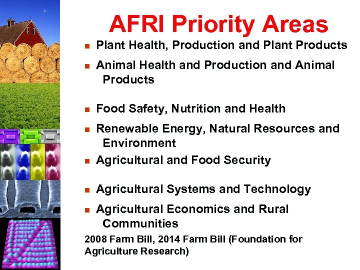  AFRI Priority Areas n n n Plant Health, Production and Plant Products Animal