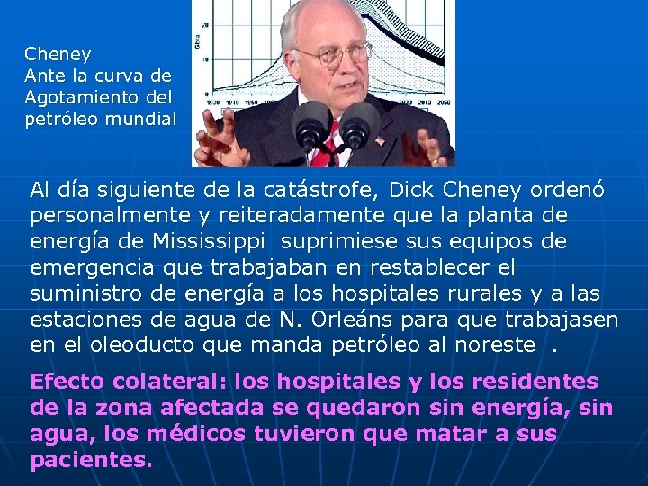Cheney Ante la curva de Agotamiento del petróleo mundial Al día siguiente de la