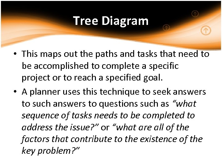 Tree Diagram • This maps out the paths and tasks that need to be