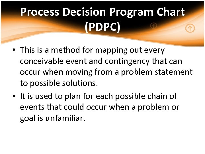 Process Decision Program Chart (PDPC) • This is a method for mapping out every