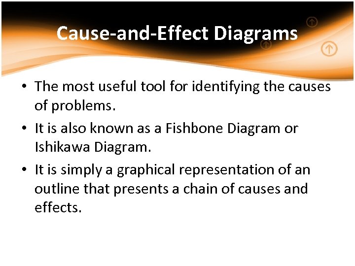 Cause-and-Effect Diagrams • The most useful tool for identifying the causes of problems. •