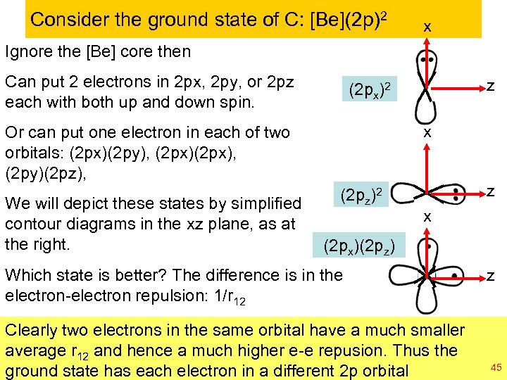 Consider the ground state of C: [Be](2 p)2 x Ignore the [Be] core then