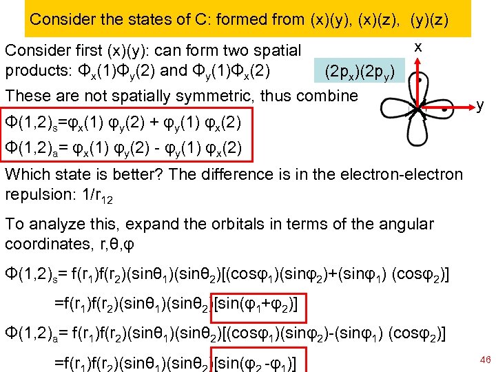 Consider the states of C: formed from (x)(y), (x)(z), (y)(z) Consider first (x)(y): can