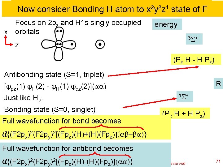 Now consider Bonding H atom to x 2 y 2 z 1 state of