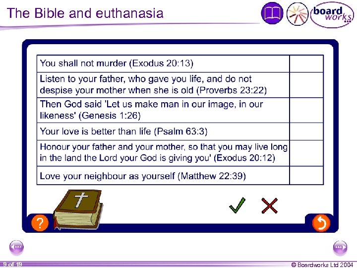The Bible and euthanasia 9 of 19 © Boardworks Ltd 2004 