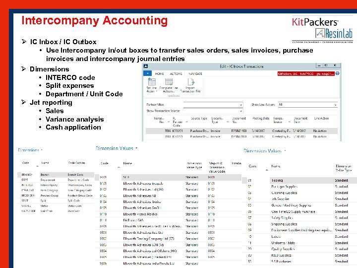 Intercompany Accounting Ø IC Inbox / IC Outbox • Use Intercompany in/out boxes to