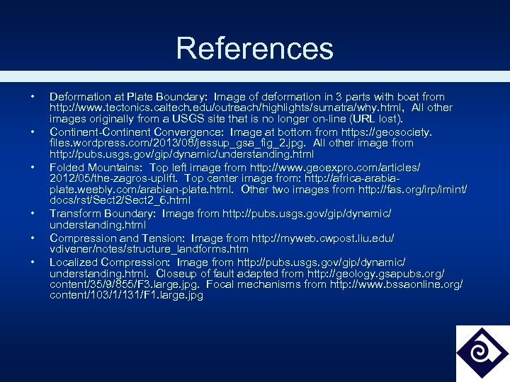 References • • • Deformation at Plate Boundary: Image of deformation in 3 parts