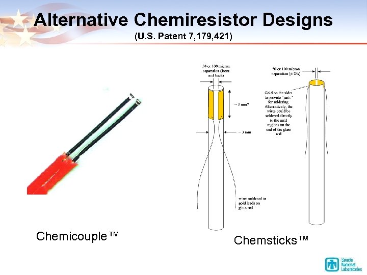 Alternative Chemiresistor Designs (U. S. Patent 7, 179, 421) Chemicouple™ Chemsticks™ 