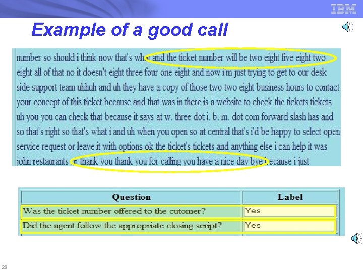 Example of a good call 23 