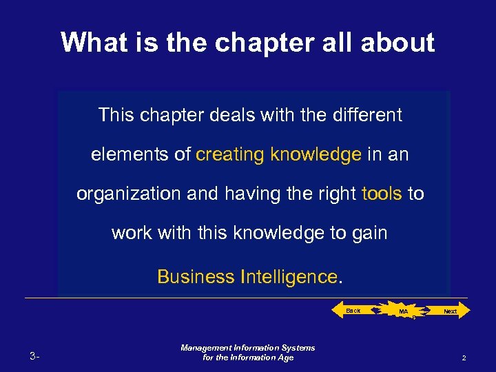 What is the chapter all about This chapter deals with the different elements of