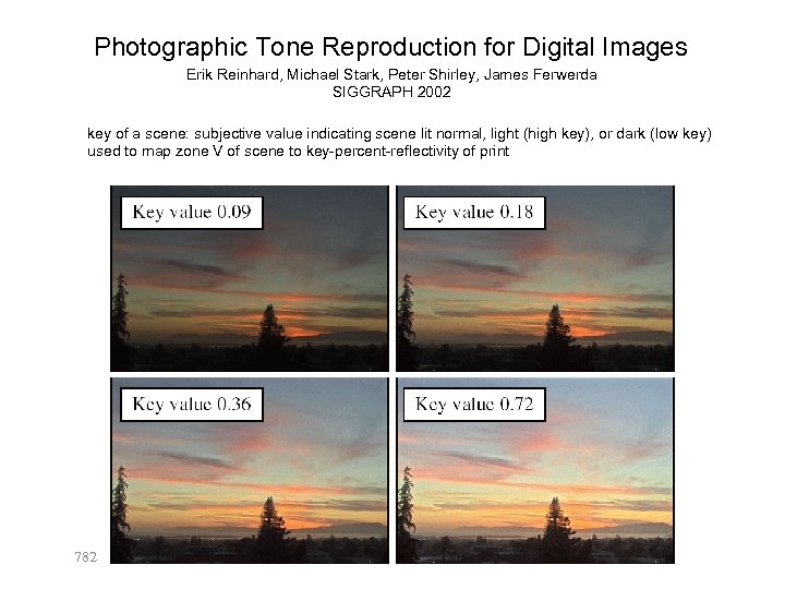 Photographic Tone Reproduction for Digital Images Erik Reinhard, Michael Stark, Peter Shirley, James Ferwerda