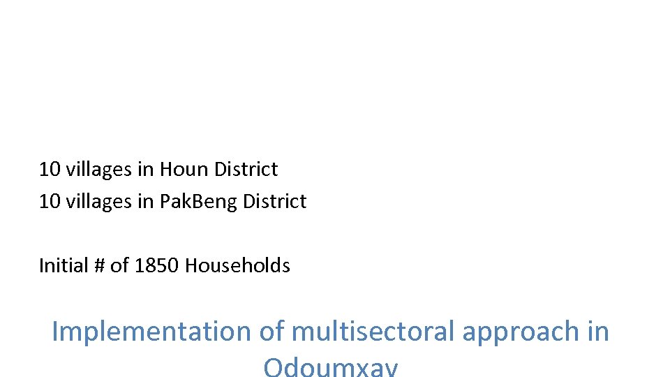 10 villages in Houn District 10 villages in Pak. Beng District Initial # of
