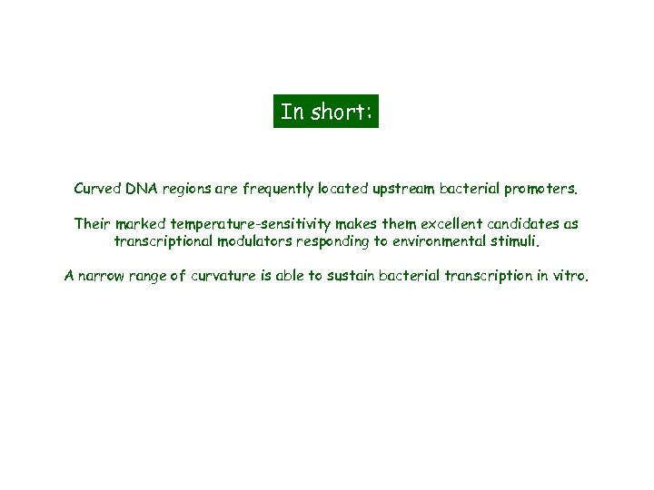 In short: Curved DNA regions are frequently located upstream bacterial promoters. Their marked temperature-sensitivity