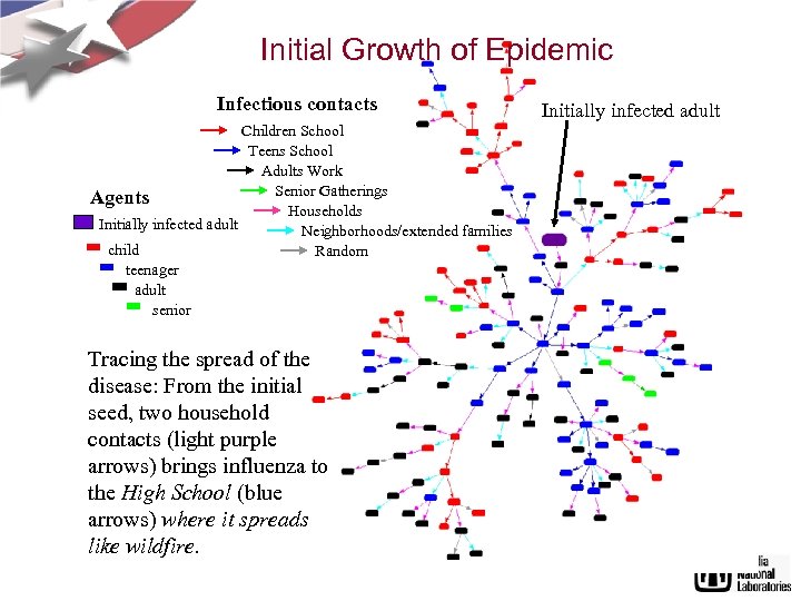 Initial Growth of Epidemic Infectious contacts Children School Teens School Adults Work Senior Gatherings