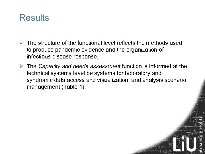 Results Ø The structure of the functional level reflects the methods used to produce