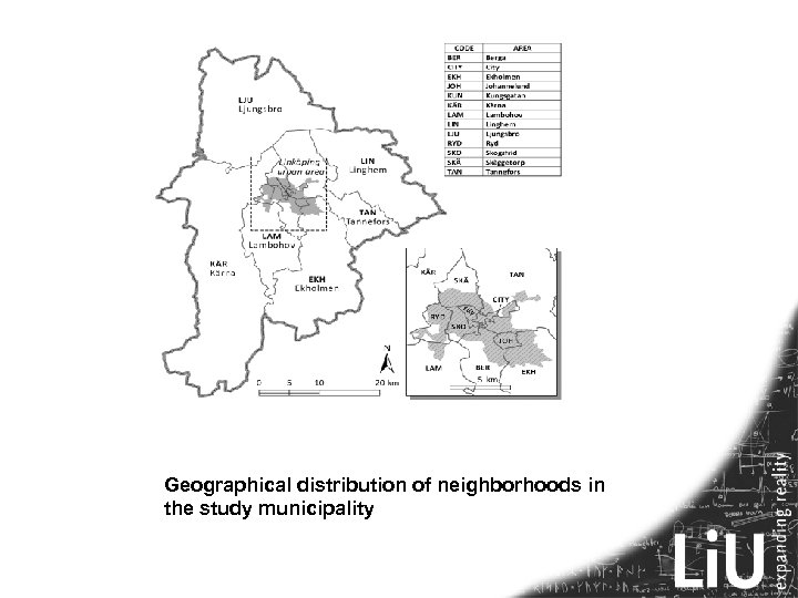 Geographical distribution of neighborhoods in the study municipality 