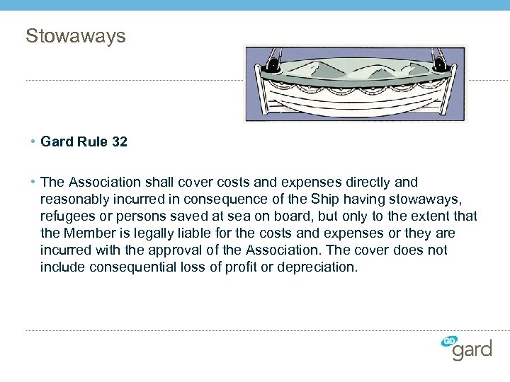 Stowaways • Gard Rule 32 • The Association shall cover costs and expenses directly
